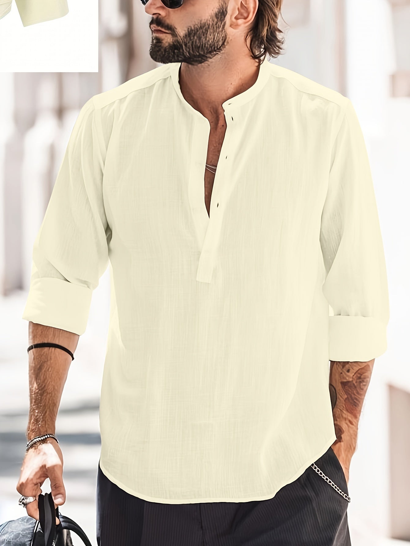 Tom - Henley Zomershirt met Boothals