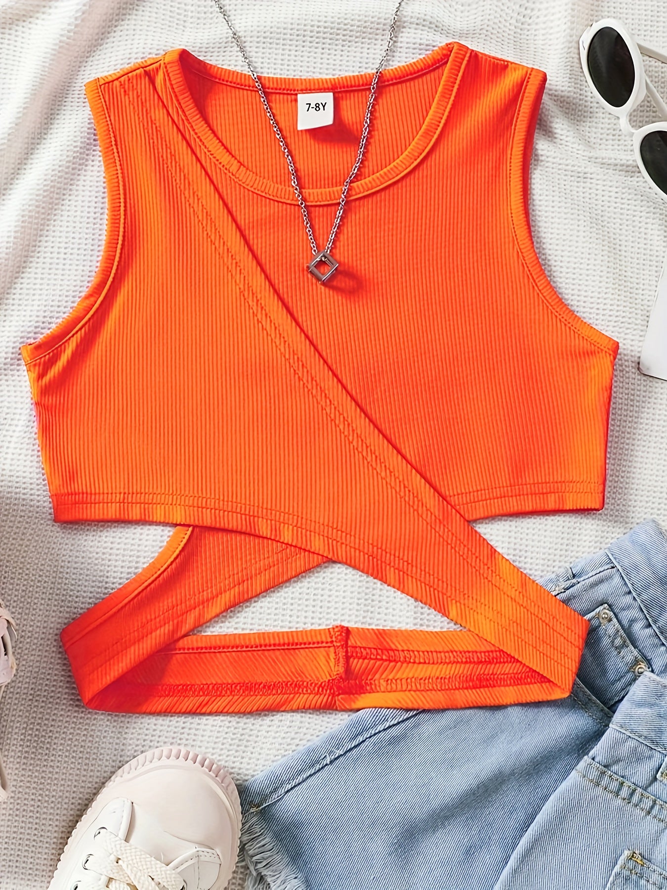 Lara - Trendy Oranje Crop Top