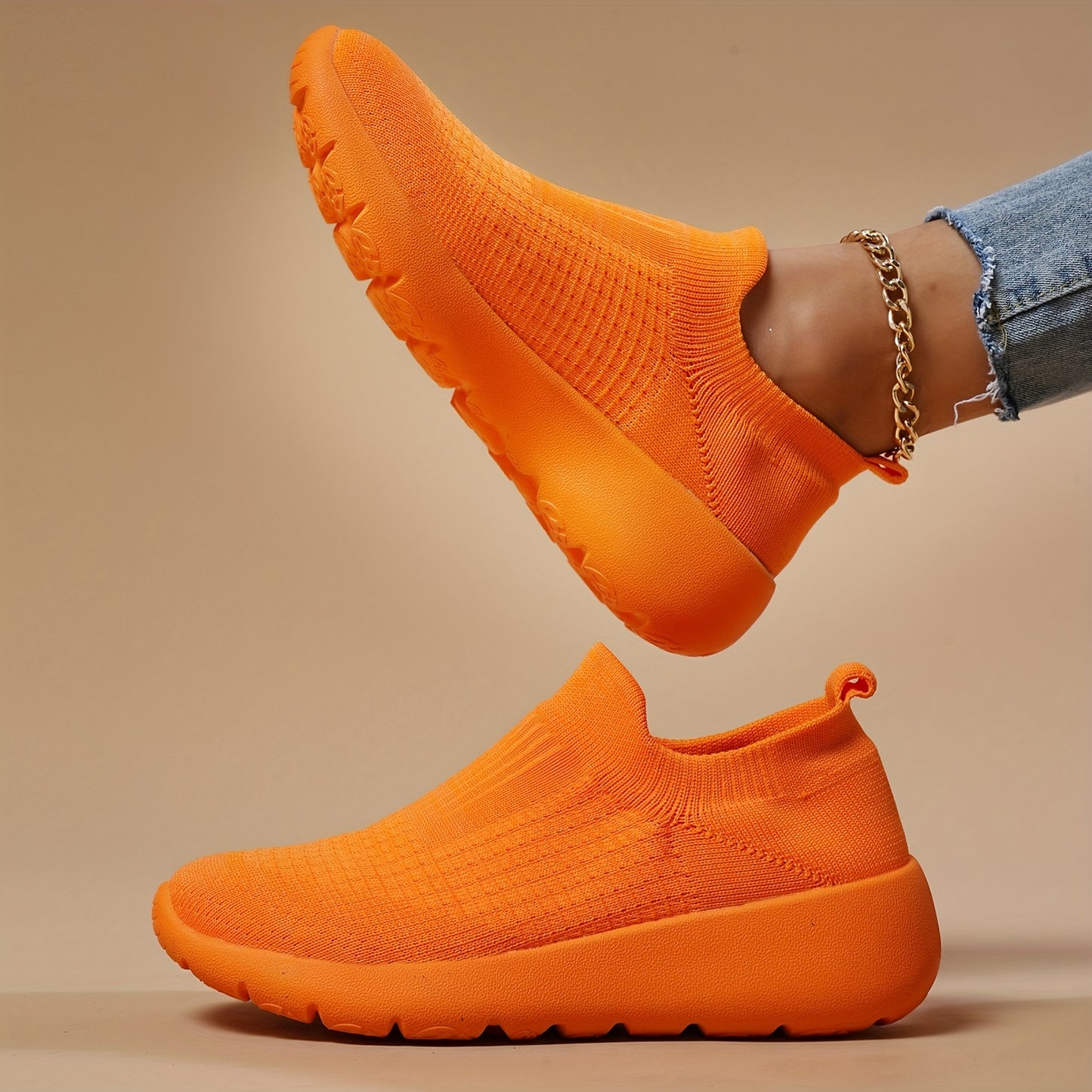 Sophie - Oranje Comfortabele Hardloopschoenen