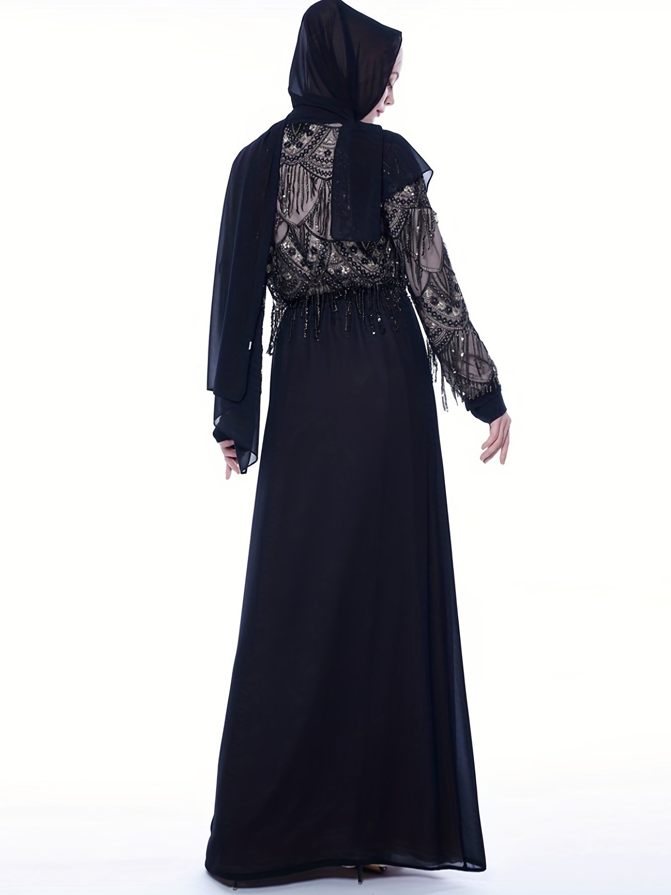 Sidonia - Elegante Abaya met Kwastjes en Lovertjes