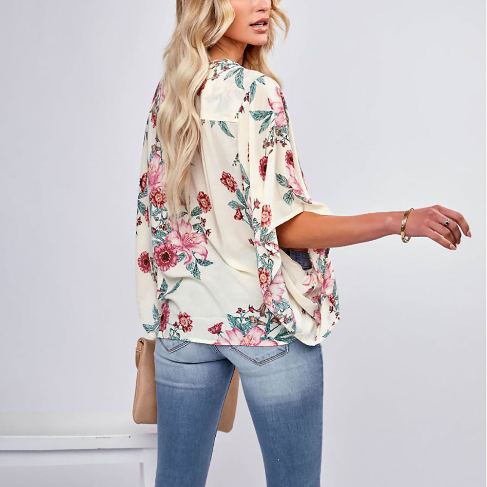 Naomi - Bedrukte Losse Blouse met Popmouwen