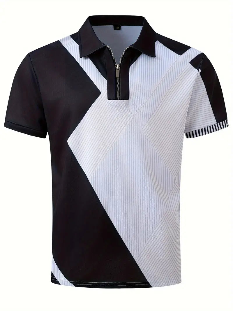 Norman - Ademend Regular Fit Color Block Golf Shirt