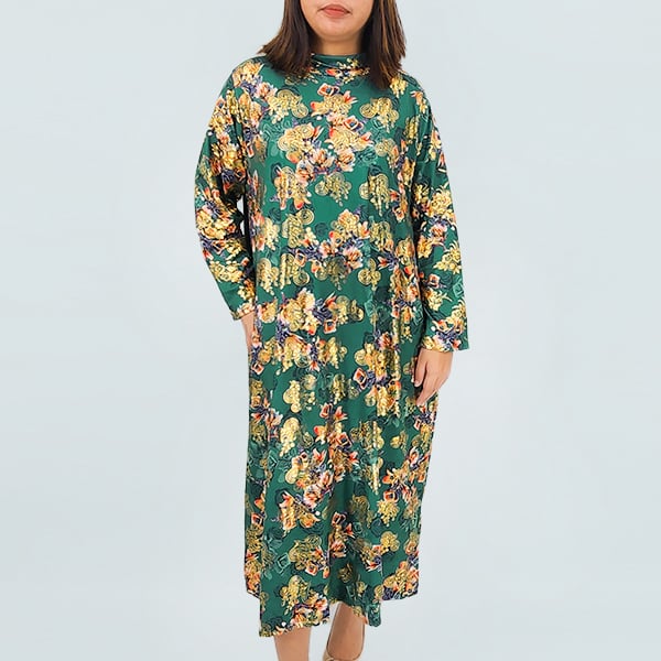 Nora - Vintage Bloemen Abaya Jurk met Lange Mouwen