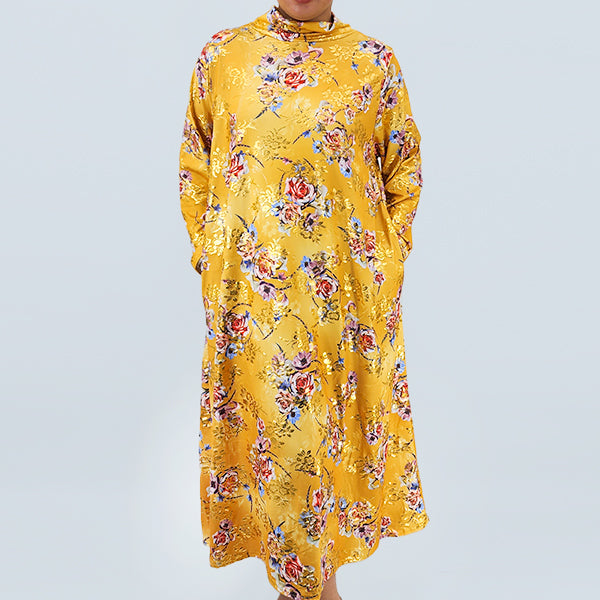 Nora - Vintage Bloemen Abaya Jurk met Lange Mouwen