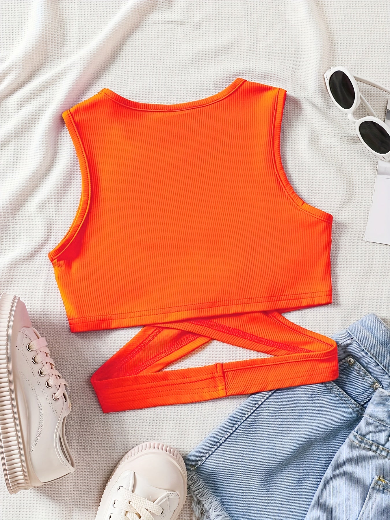 Lara - Trendy Oranje Crop Top