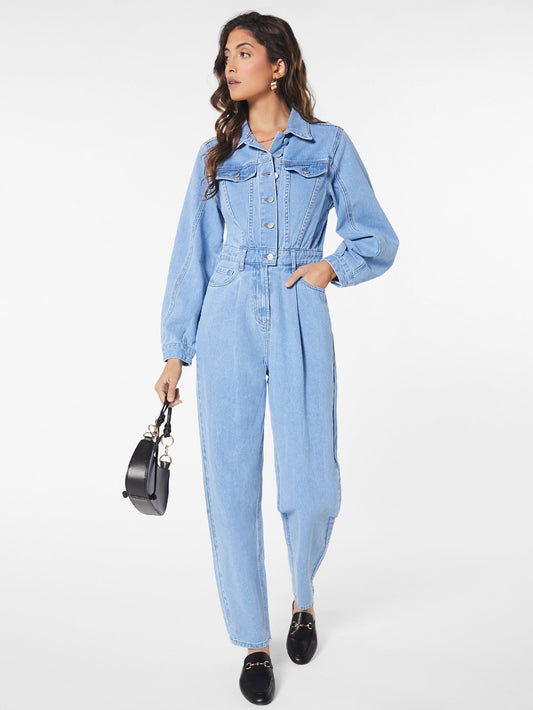 Mila - Blauw Denim Jumpsuit