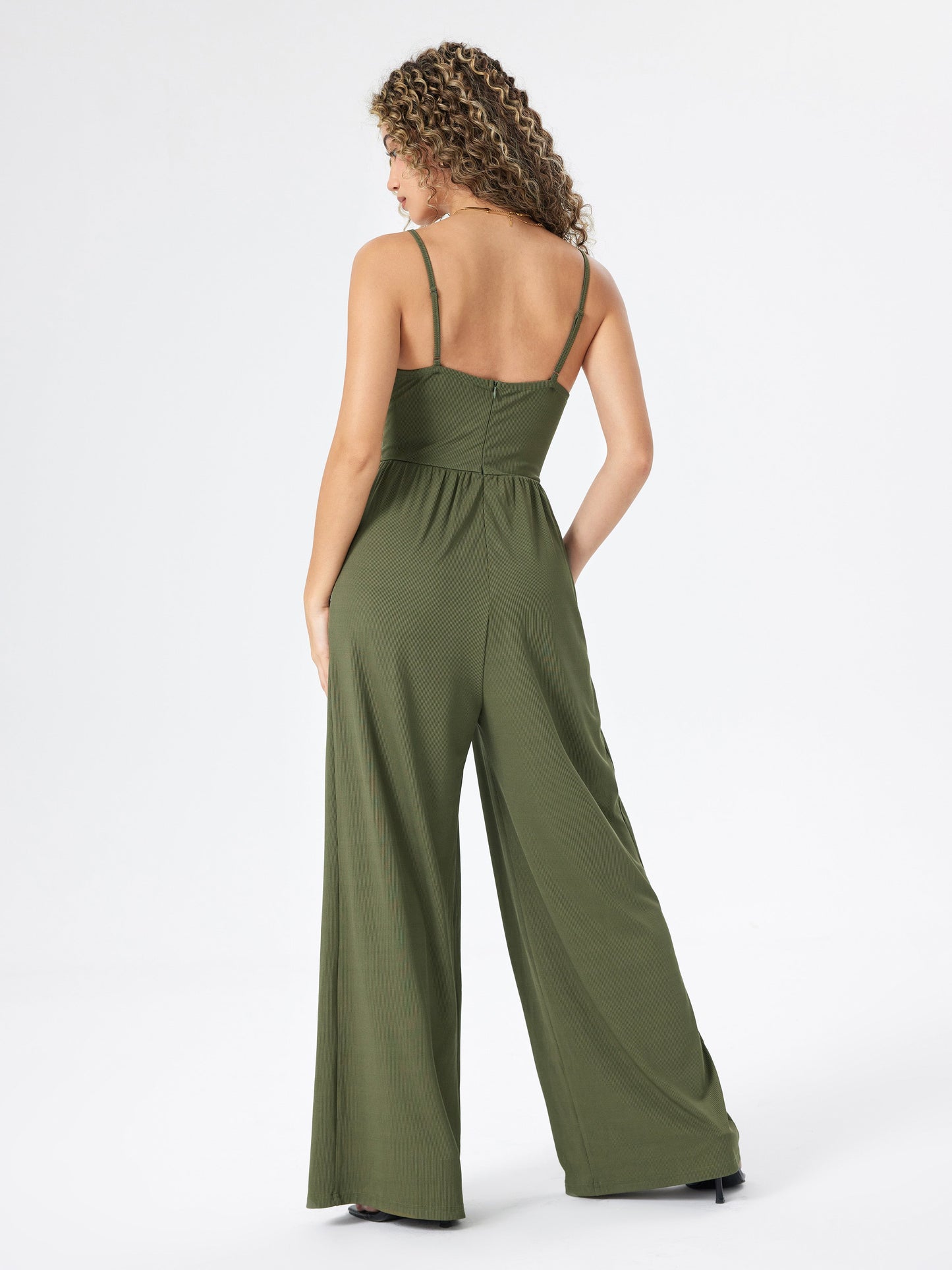 Anila - Jumpsuit met V-hals en Wijde Pijpen