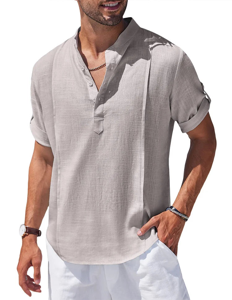 Max - Casual Strand Henley Shirt van Linnenmix