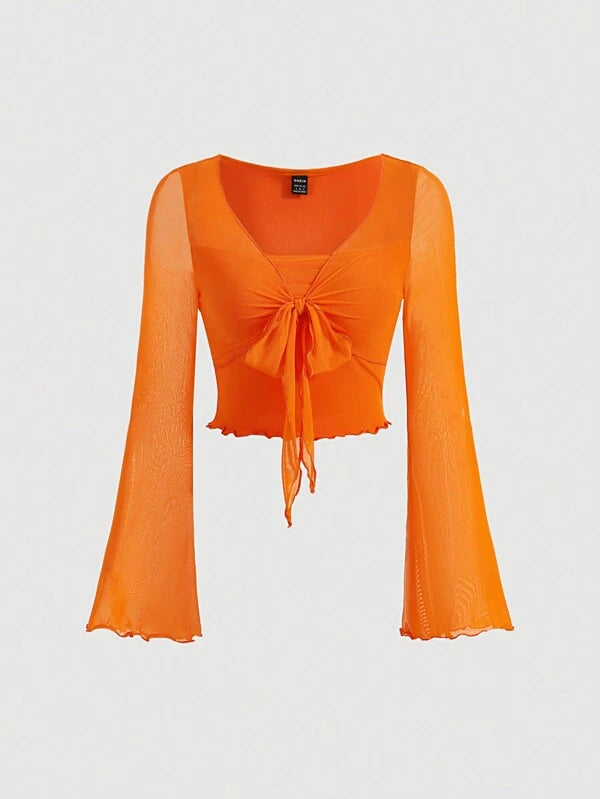 Sophie - Oranje Knoop T-shirt