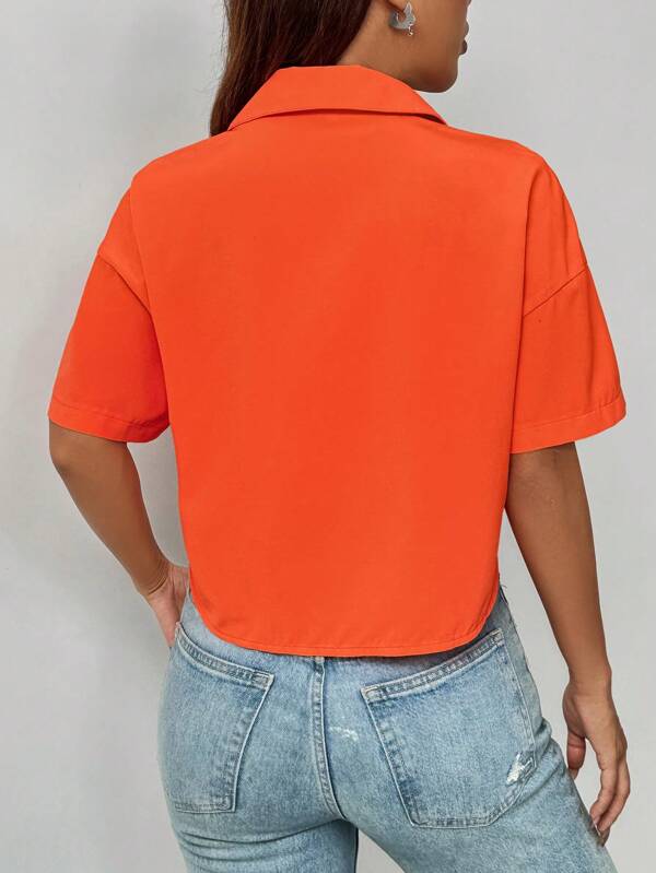 Lara - Eenvoudig oranje casual shirt