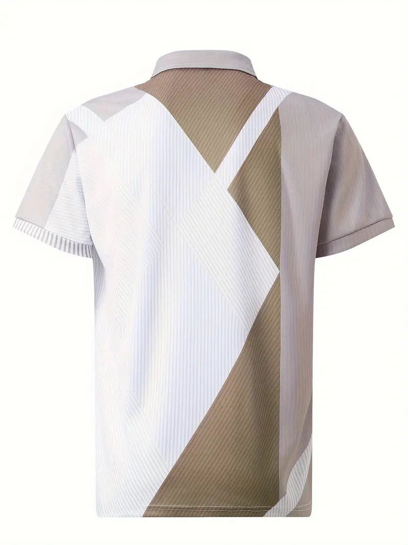 Norman - Ademend Regular Fit Color Block Golf Shirt