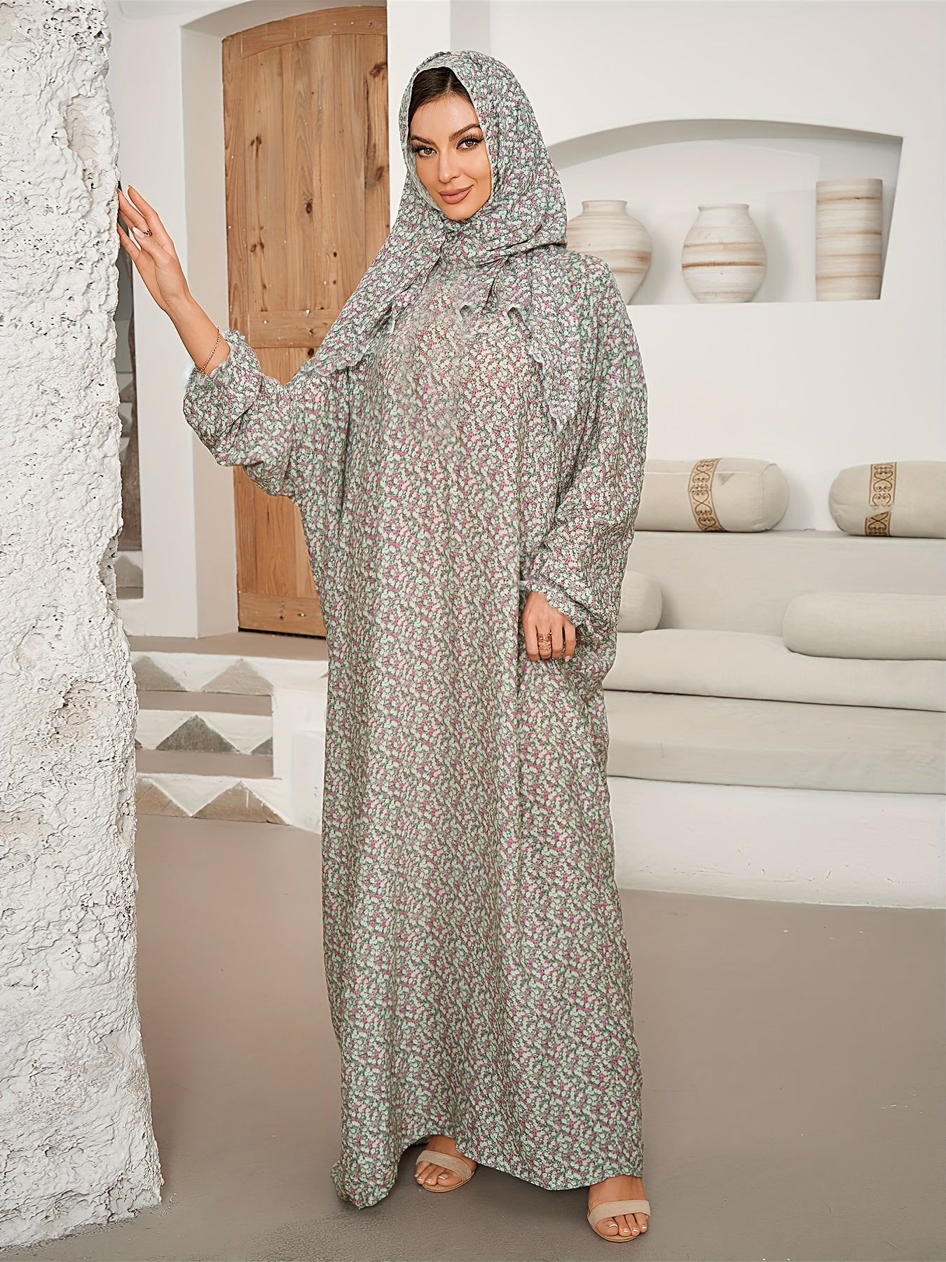 Amina - Elegante Maxi Abaya met Delicate Patronen