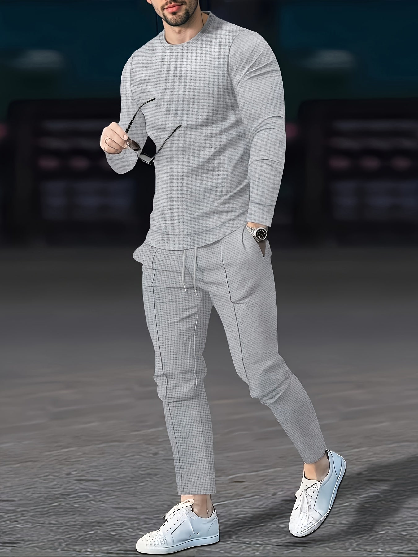 Victor - Wafelpatroon Casual Herenoutfit