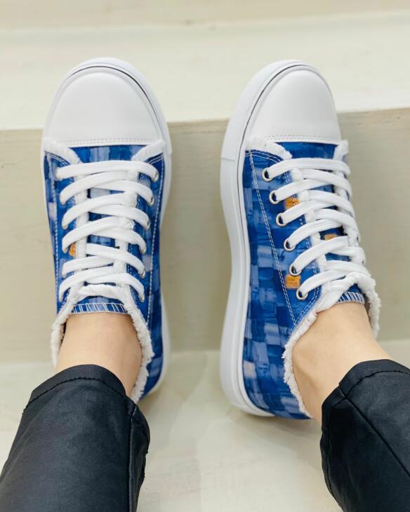 Emma - Denim Look Sneakers met Veter