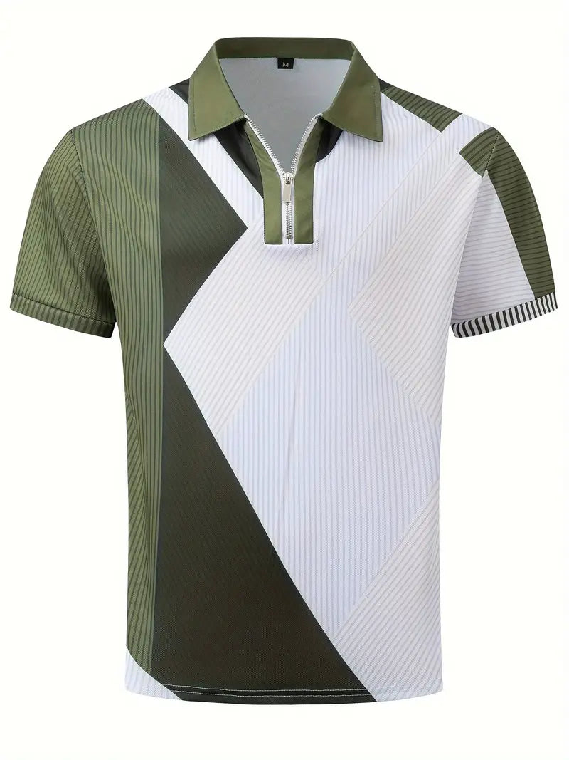 Norman - Ademend Regular Fit Color Block Golf Shirt