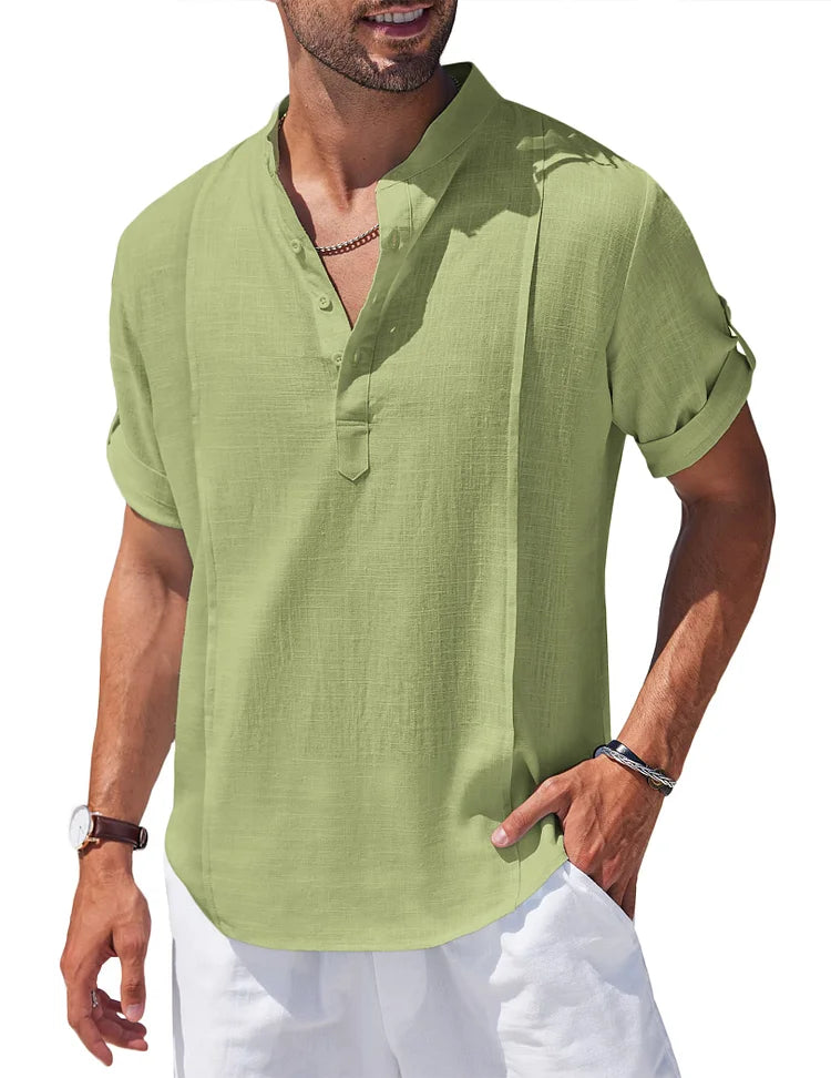 Max - Casual Strand Henley Shirt van Linnenmix