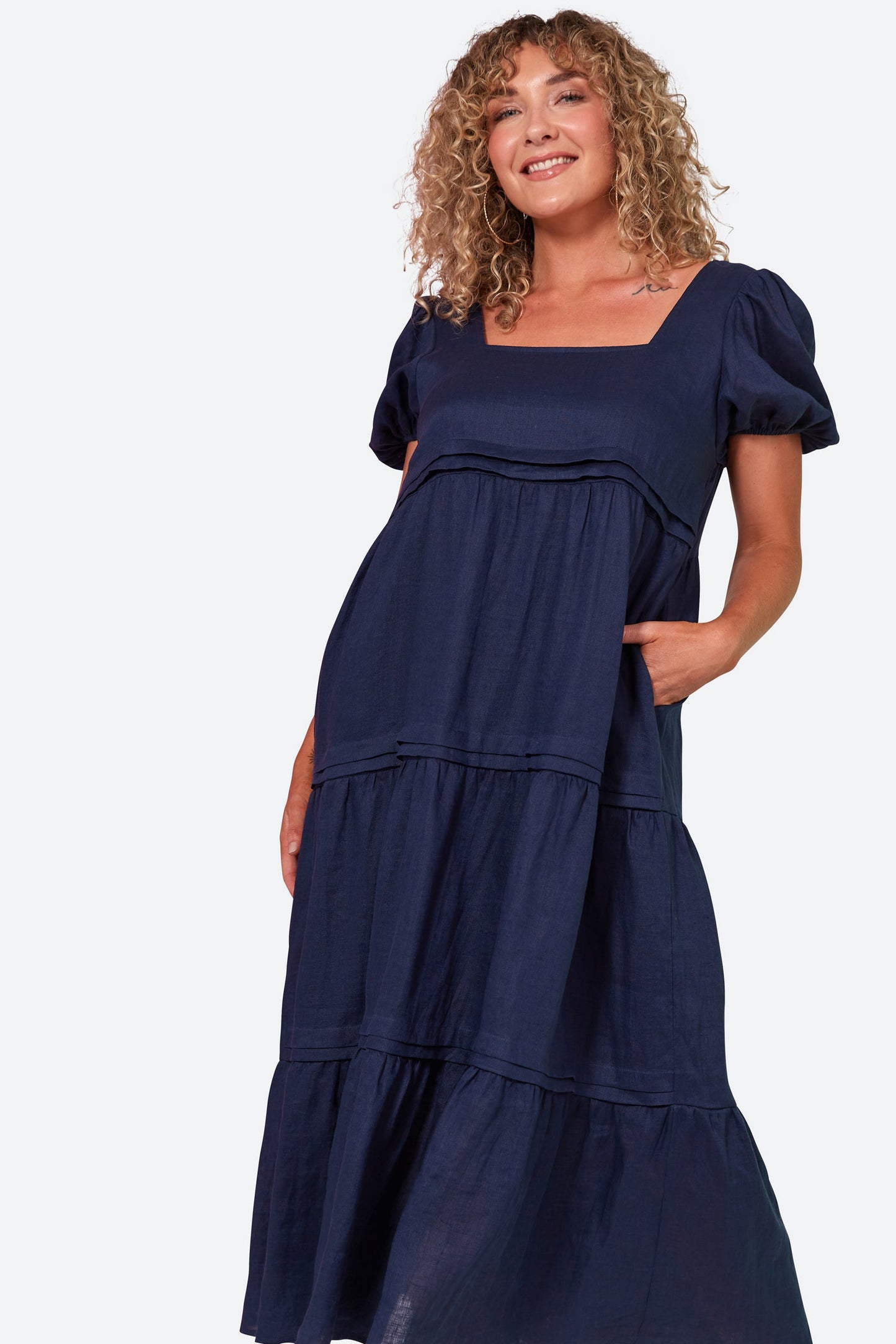 Olivia - Elegante Pintuck Maxi Jurk