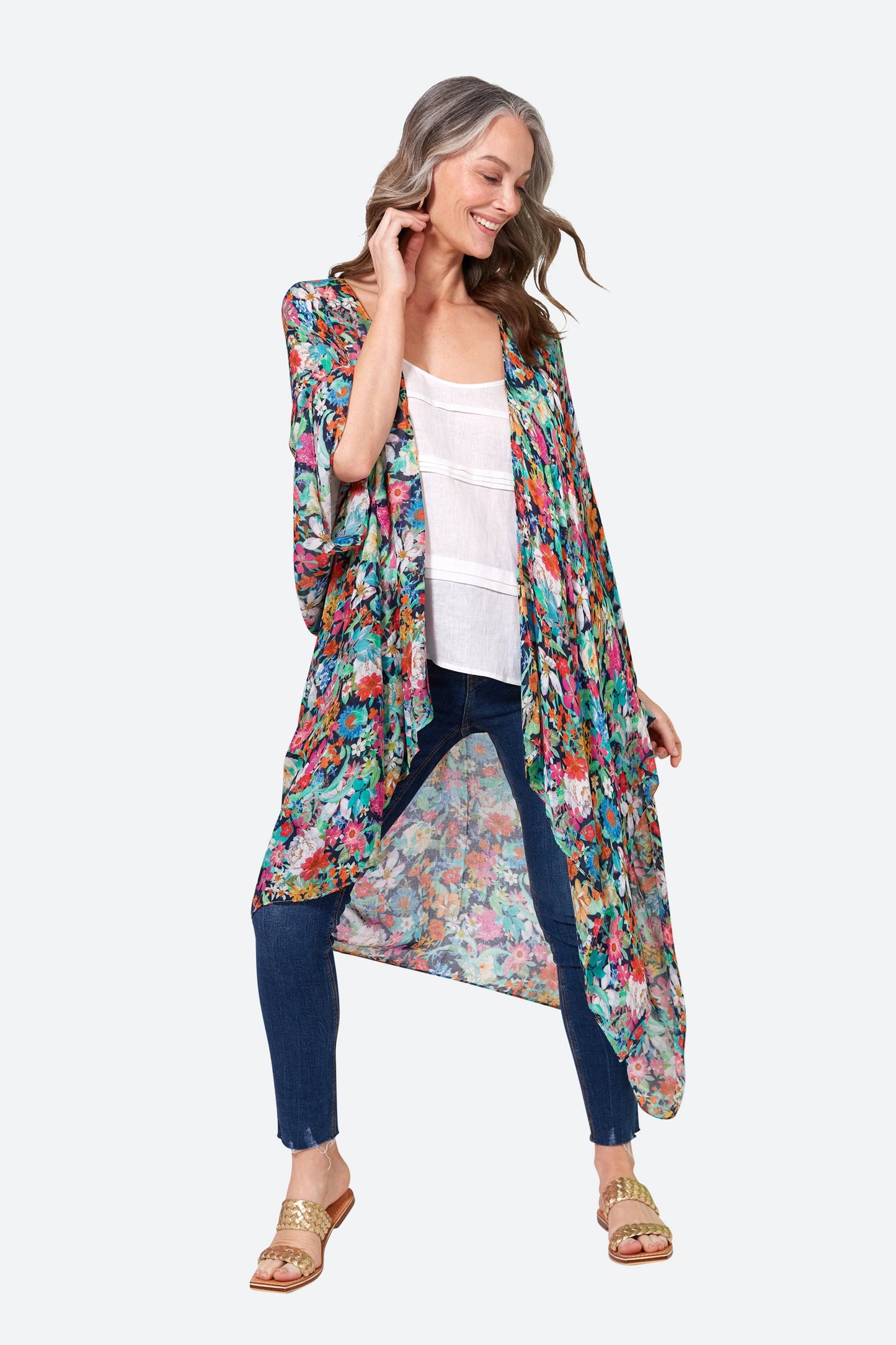 Elise - Stijlvolle Navy Bloemen Cape