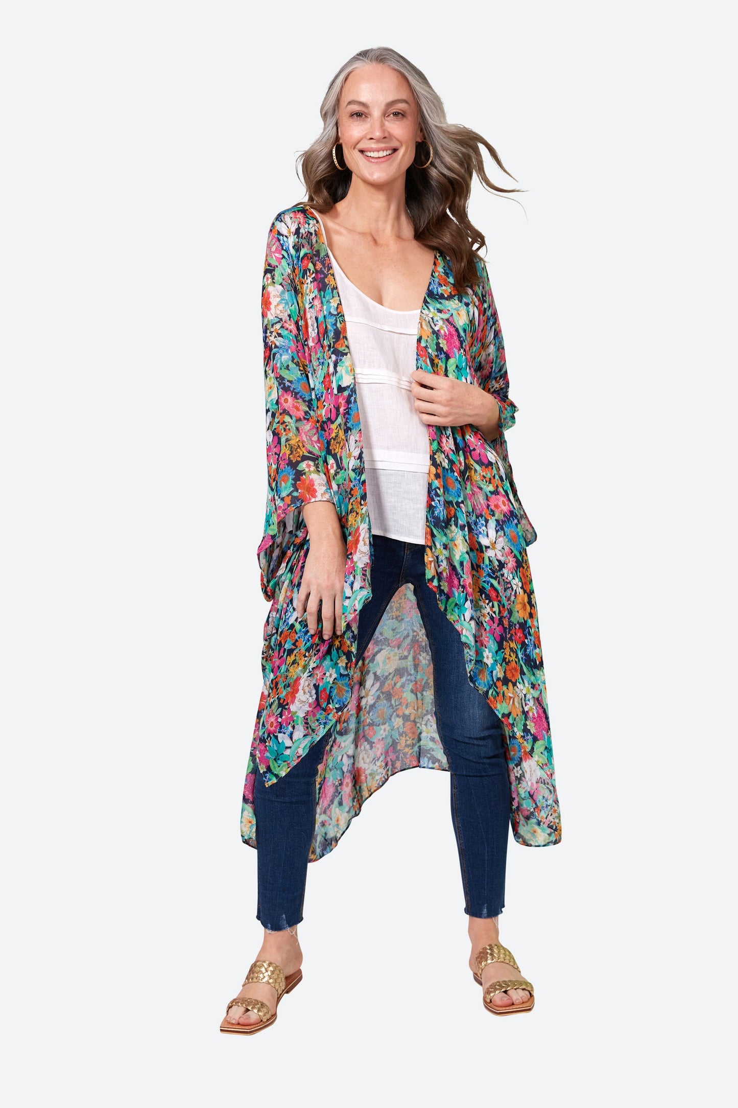 Elise - Stijlvolle Navy Bloemen Cape