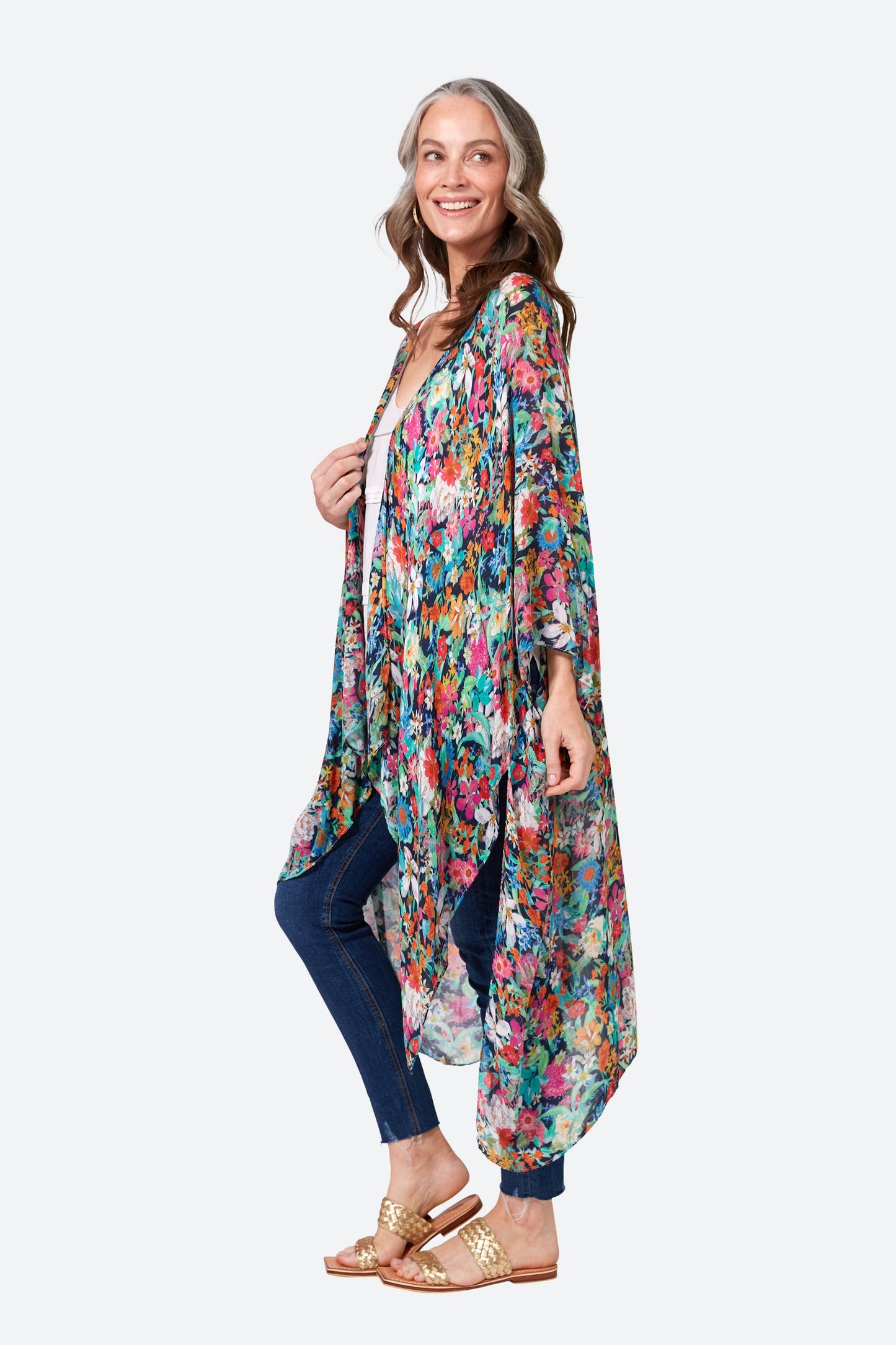 Elise - Stijlvolle Navy Bloemen Cape