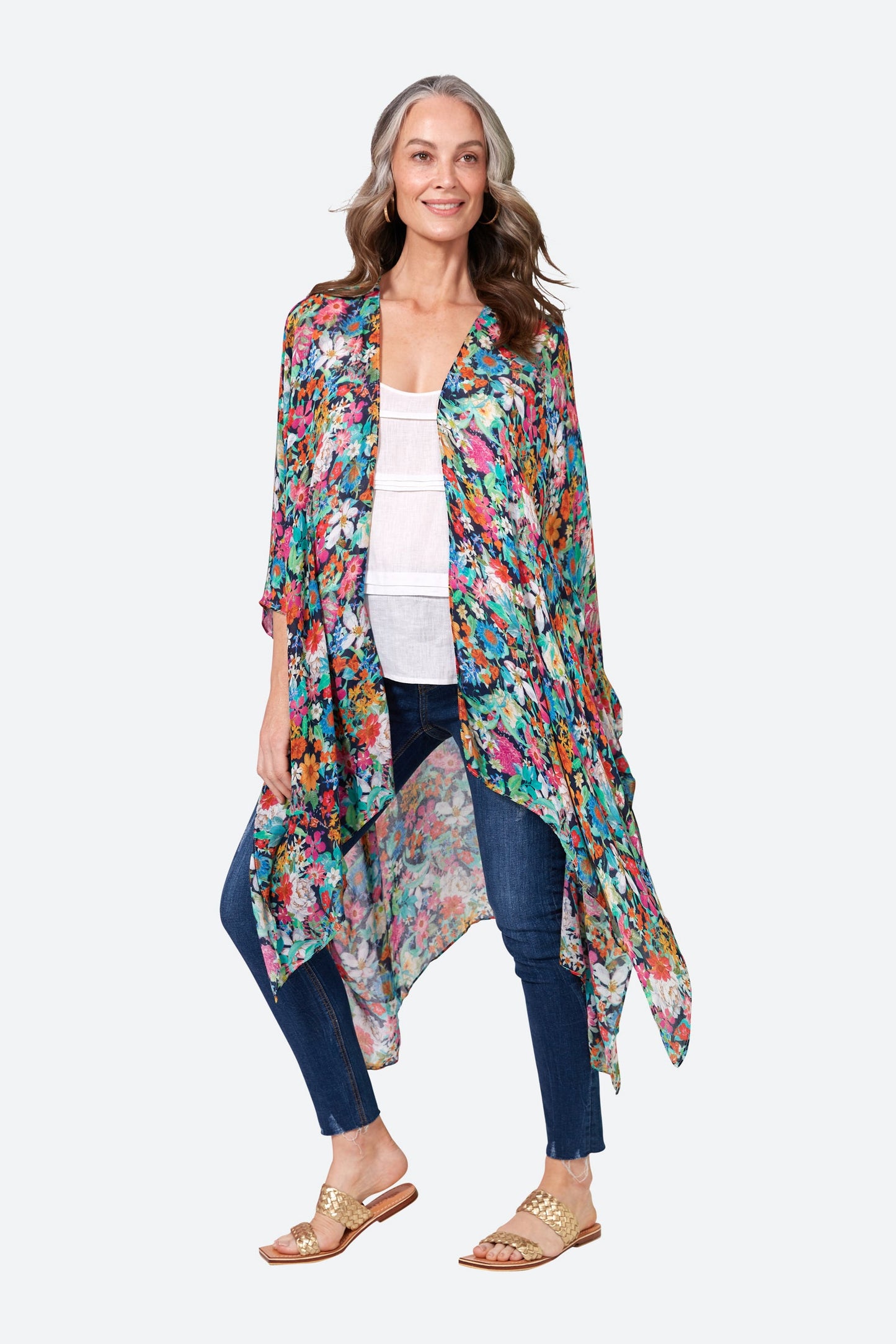 Elise - Stijlvolle Navy Bloemen Cape