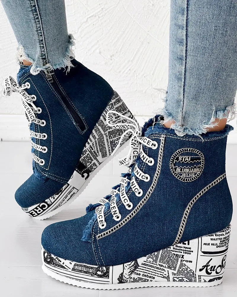 Anna - Modieuze Denim Enkelboots