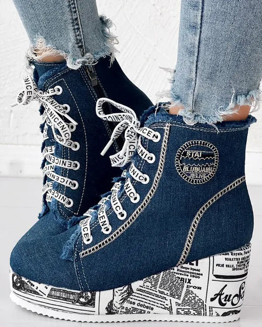 Anna - Modieuze Denim Enkelboots