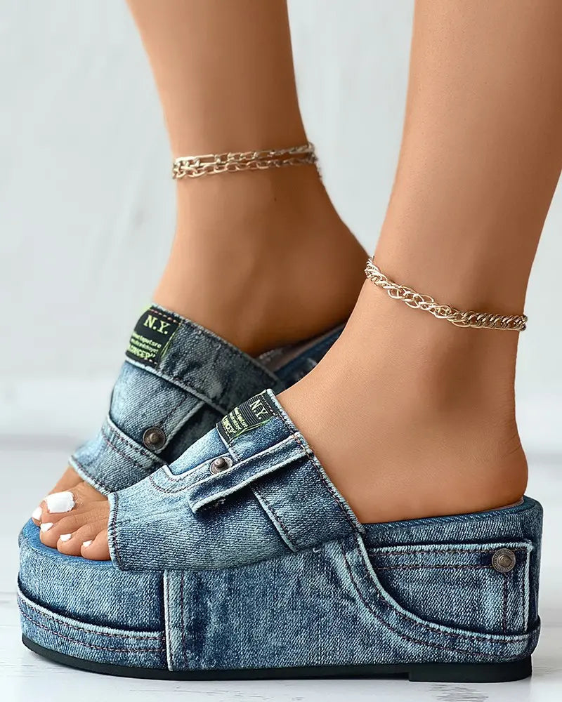 Sadie - Trendy Denim Slippers