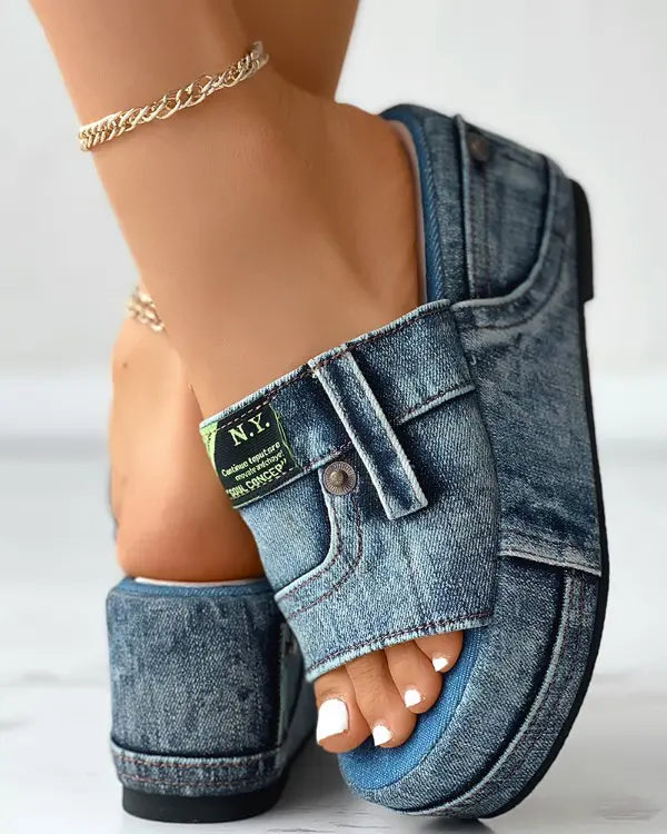 Sadie - Trendy Denim Slippers