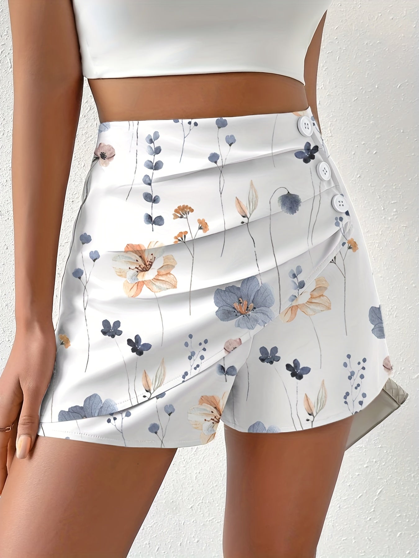 Emma - Bloemenprint Shorts met Ruches