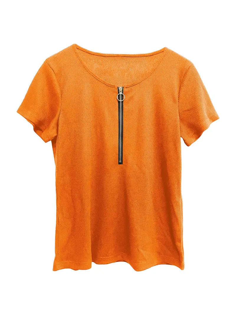 Eva - Oranje T-shirt Met Rits