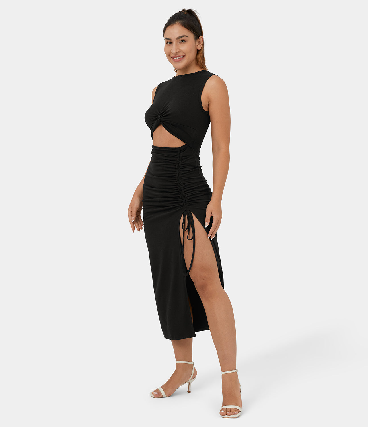 Josephine - Ronde Hals Bodycon Midi Jurk