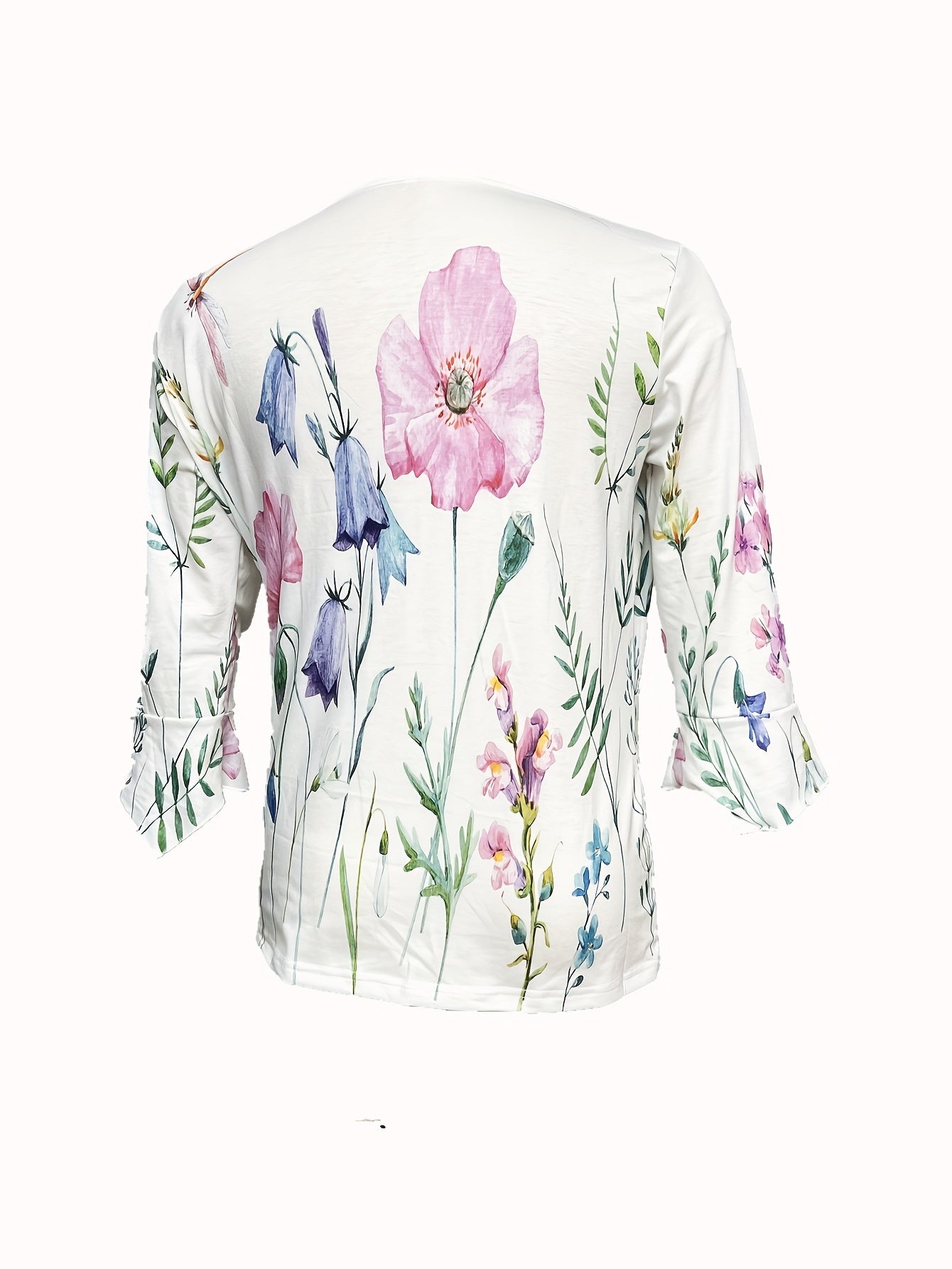 Bianca - Bloemenprint T-shirt met Knoopjes