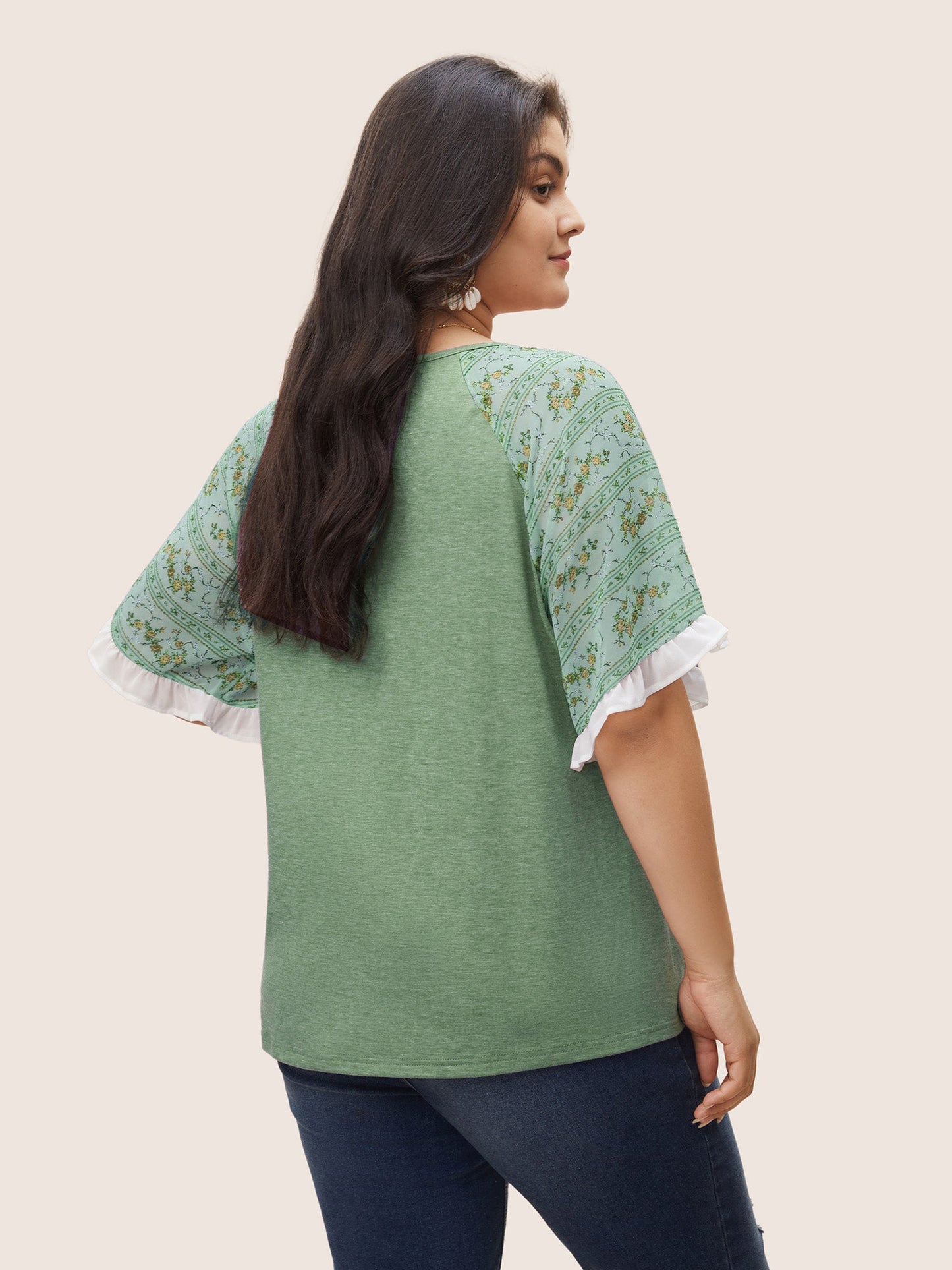 Lara - Bloemrijke Patchwork Raglan T-shirt