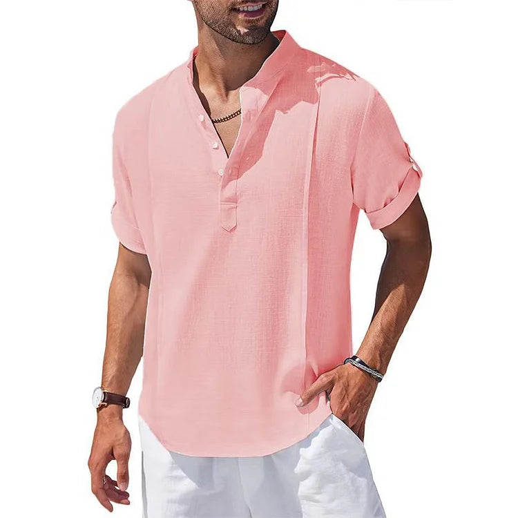 Max - Casual Strand Henley Shirt van Linnenmix