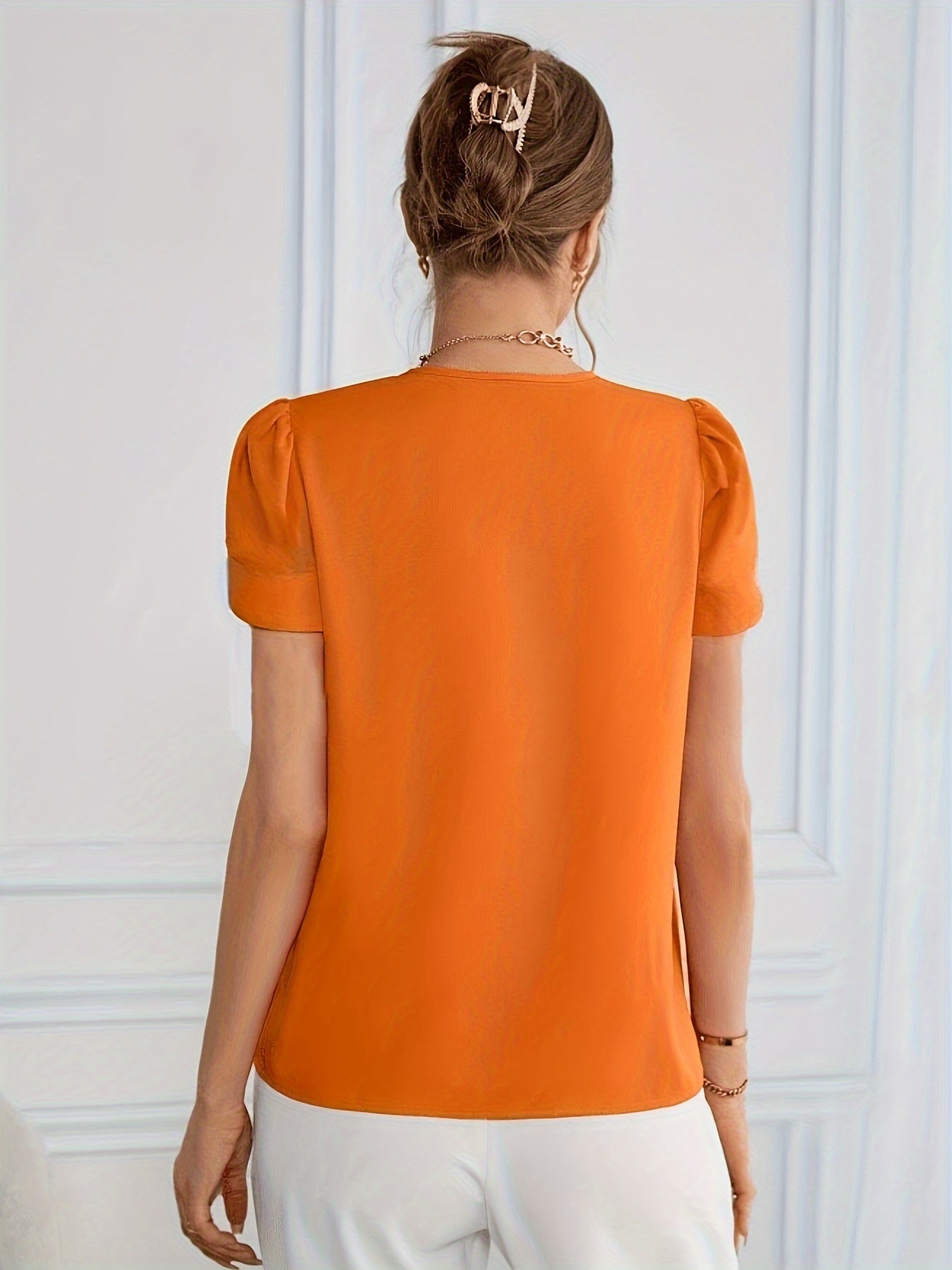 Lisa - Oranje V-hals Blouse