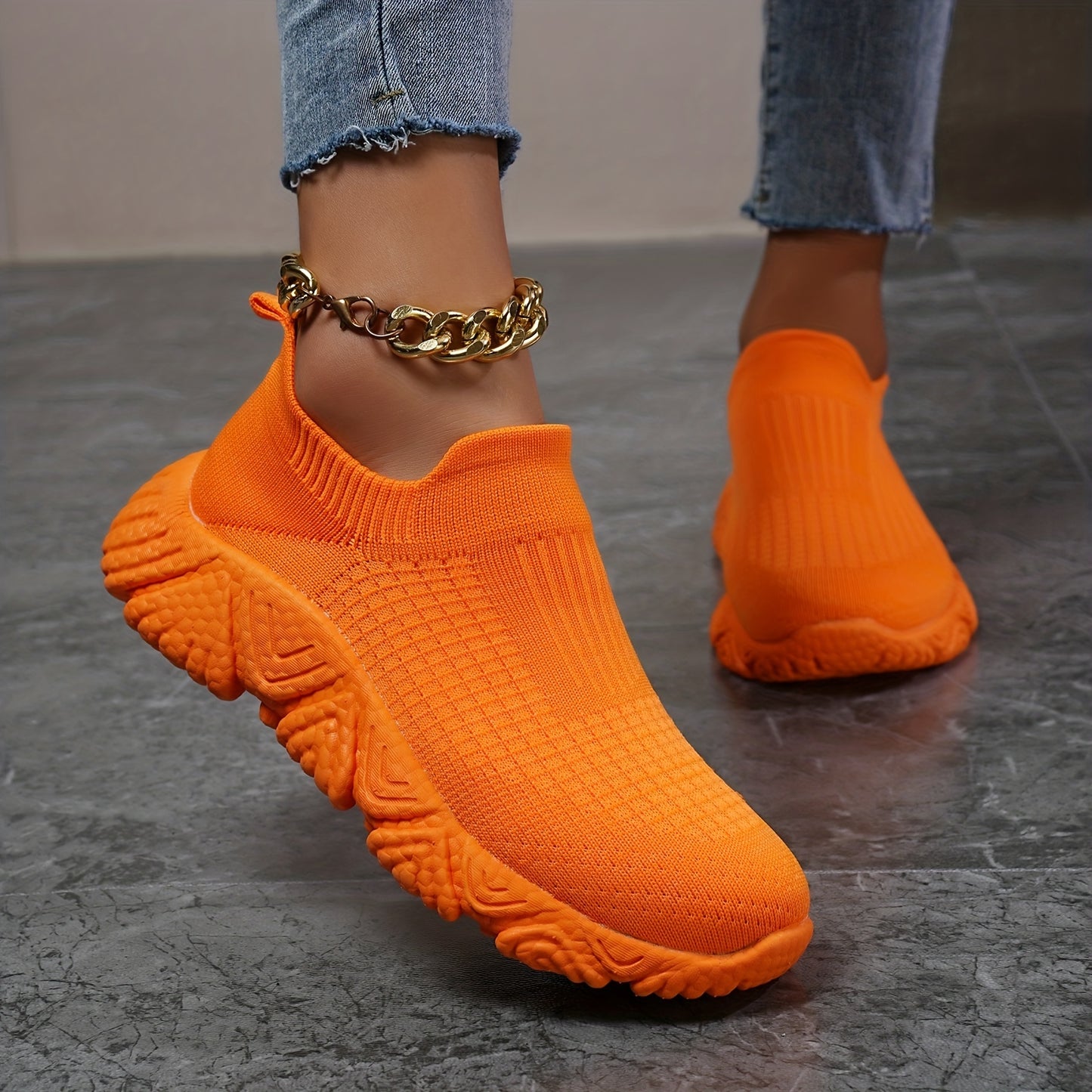 David - Ademend Oranje Sneakers