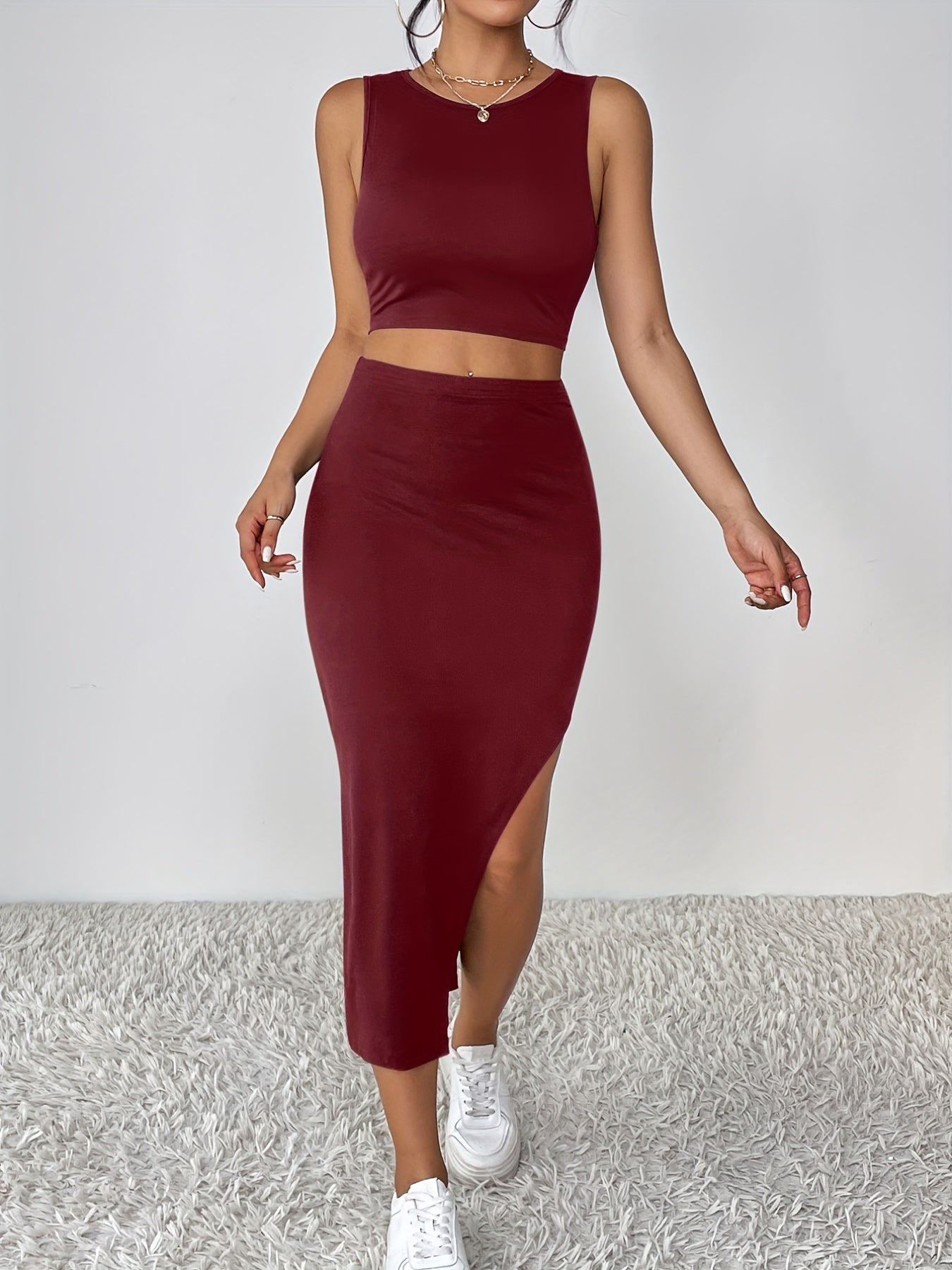 Jade - Set van Crop Baring Tanktop en Split Rok