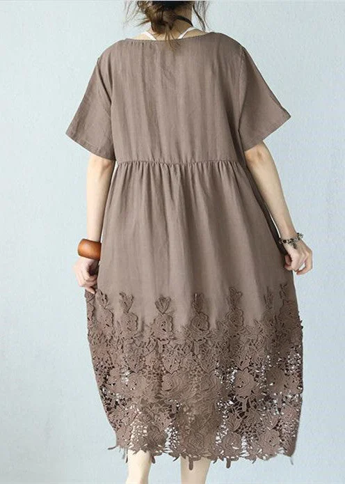 Sofie - Elegante Khaki Maxi Linnenjurk