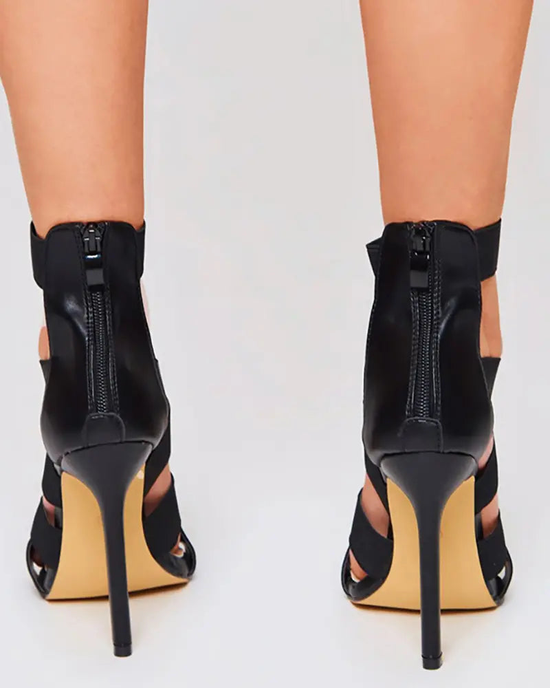 Ophelia - Bandage Stiletto Hak met Rits Achterkant