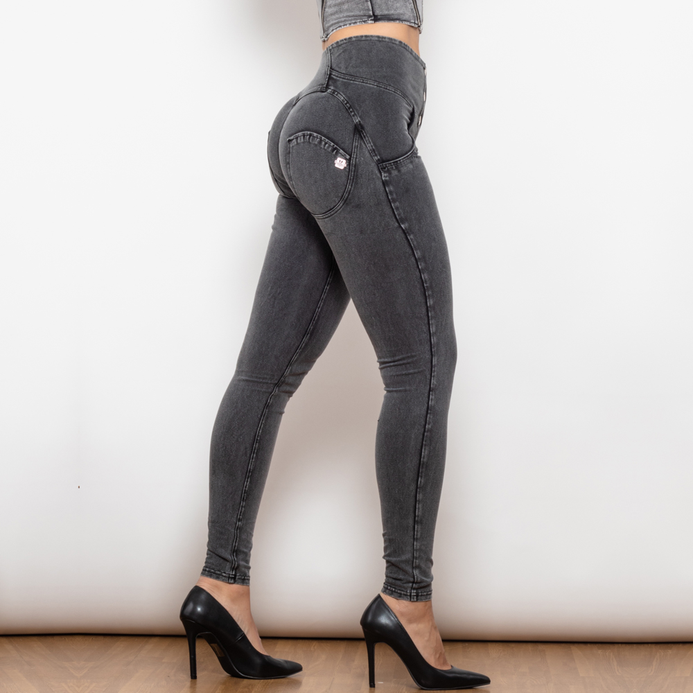 Ella - Grijze Strakke Jeans met Hoge Taille