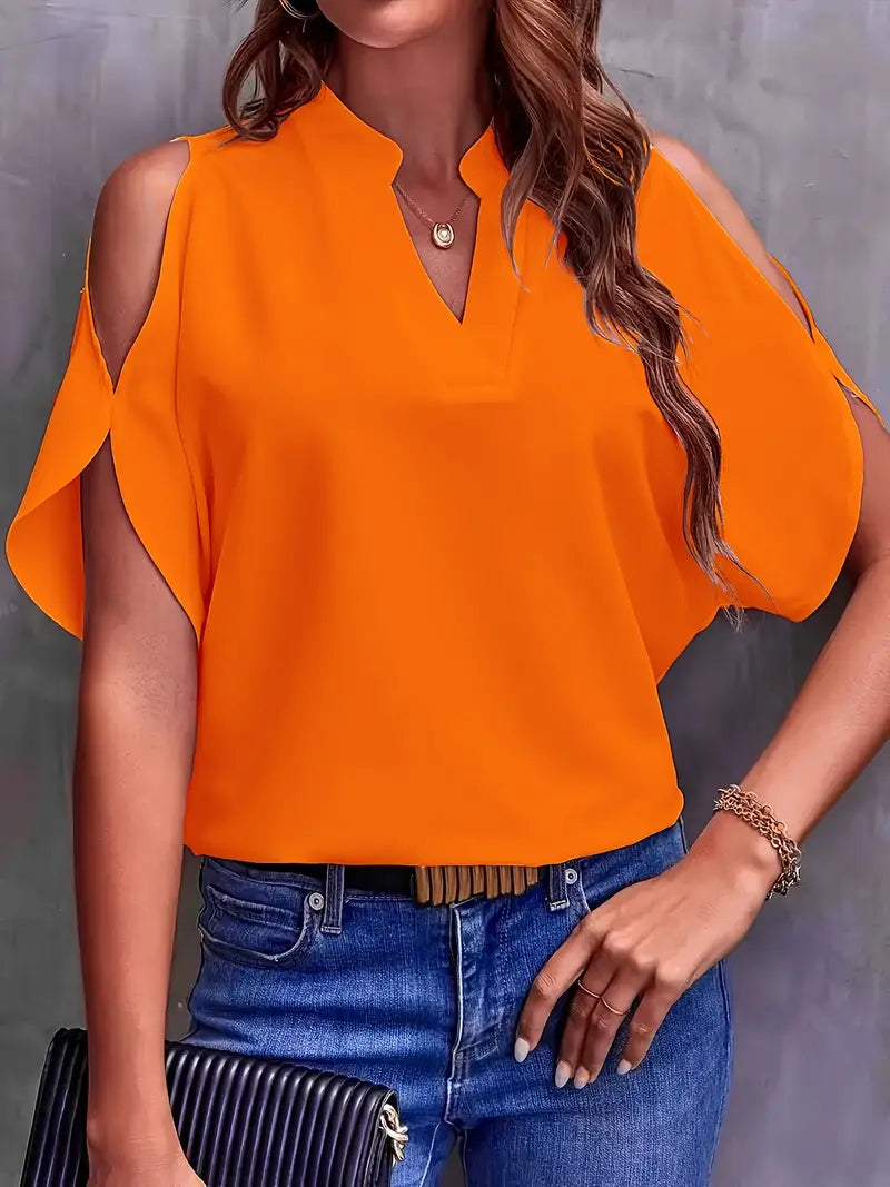 Emma - Oranje Blouse Met Open Schouder