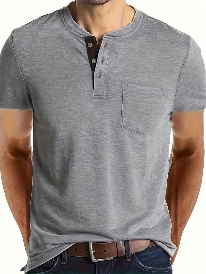 Tom - Stijlvolle Henley Tee met Borstzak