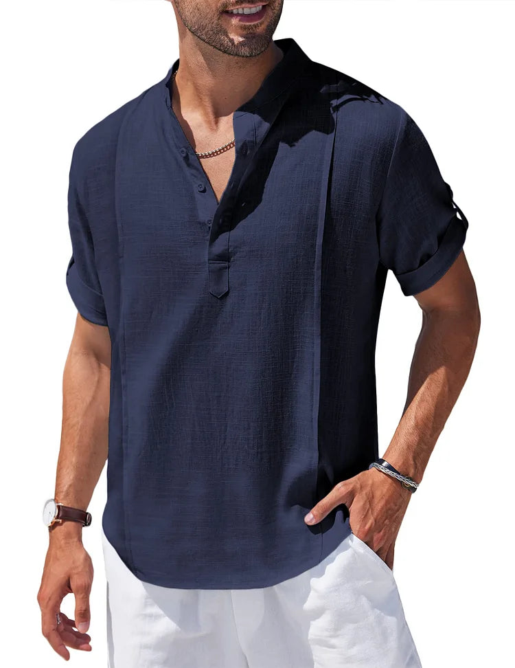 Max - Casual Strand Henley Shirt van Linnenmix