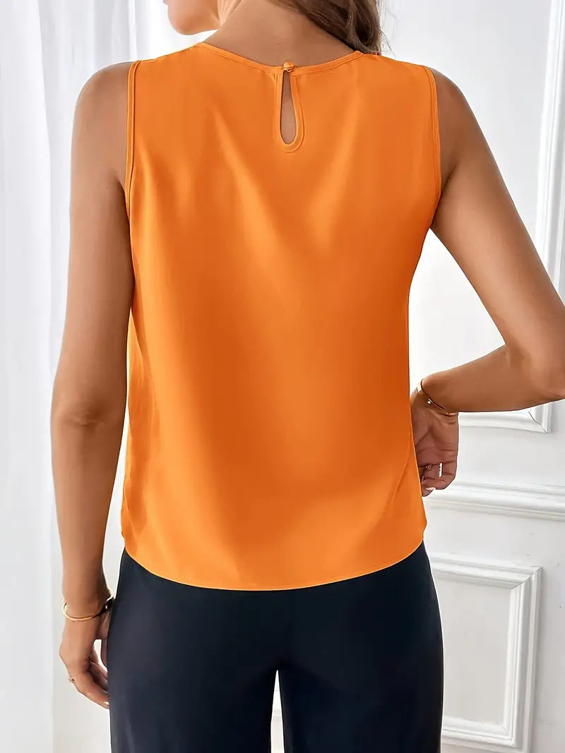 Lara - Oranje Casual Mouwloze Top