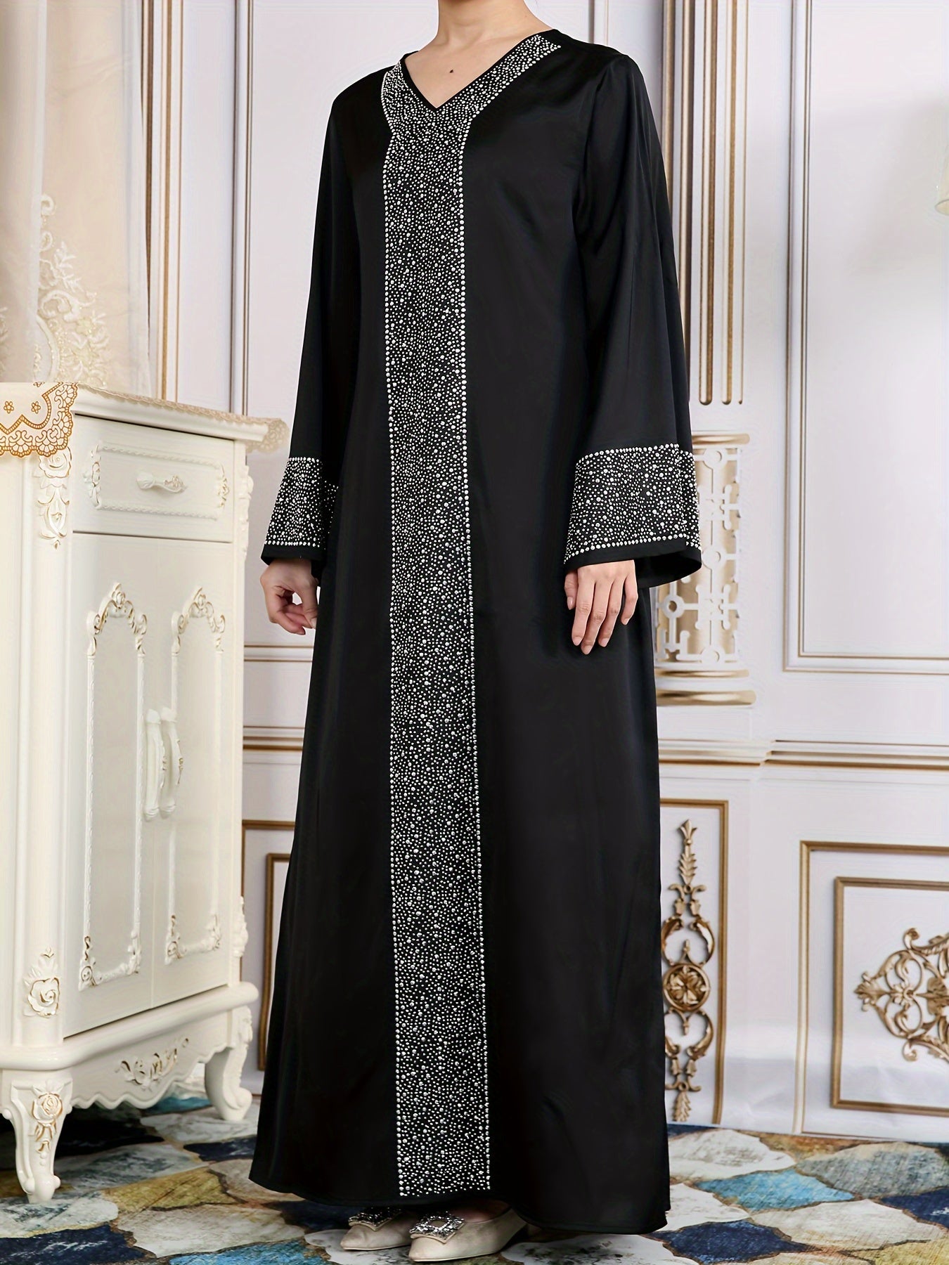 Amber - Stralende V-hals Abaya Jurk