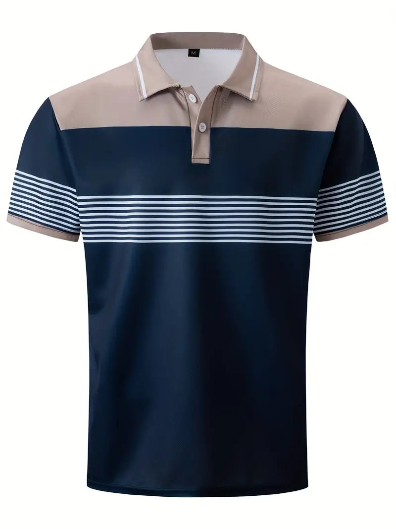 Steven - Ademend Regular Fit Color Block Golf Shirt