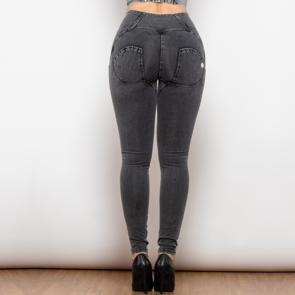 Ella - Grijze Strakke Jeans met Hoge Taille