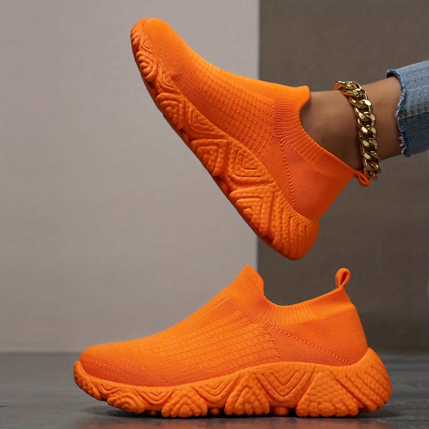 David - Ademend Oranje Sneakers