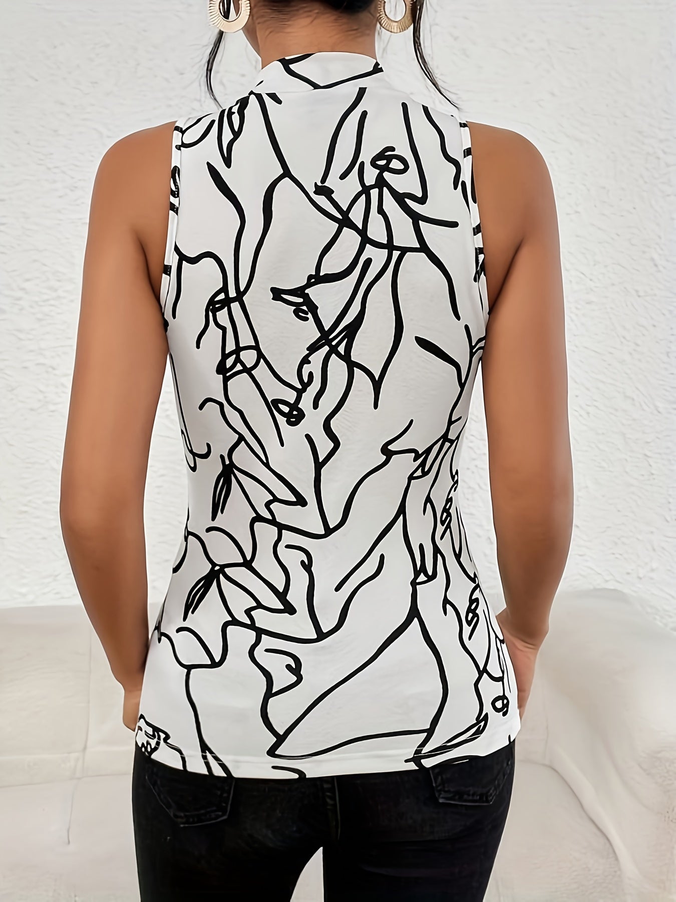 Emma - Grafische Tanktop met Opstaande Hals